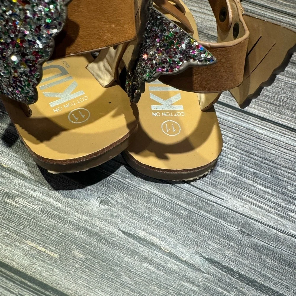 Cotton On Angel Wing Sandals Toddler Girl Size 11 Glitter Fairy Boho Shoes